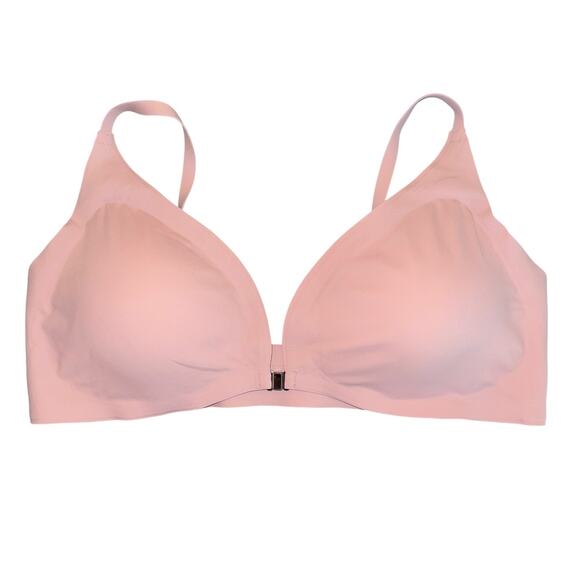 ChiCup Comfort Adjustable Straps Deep V Front Button Pink Wireless Bra NWT!!! - Picture 3 of 7